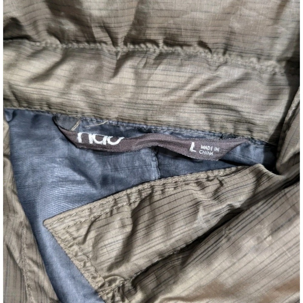 Nau Down Shirt Jacket Mens L Olive Green Goose Down Snap Puffer - Picture 2 of 8